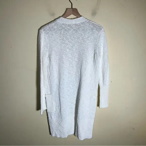 ATHLETA long line cotton blend open front cardigan with pockets L - Picture 6 of 6